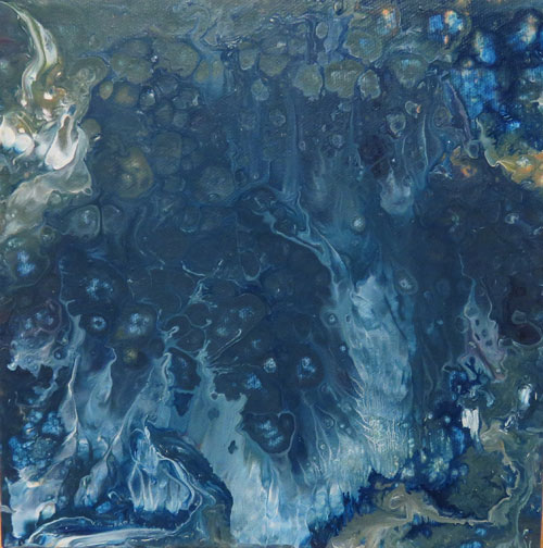 ocean wave acrylic pour 8x8in Julie Drew