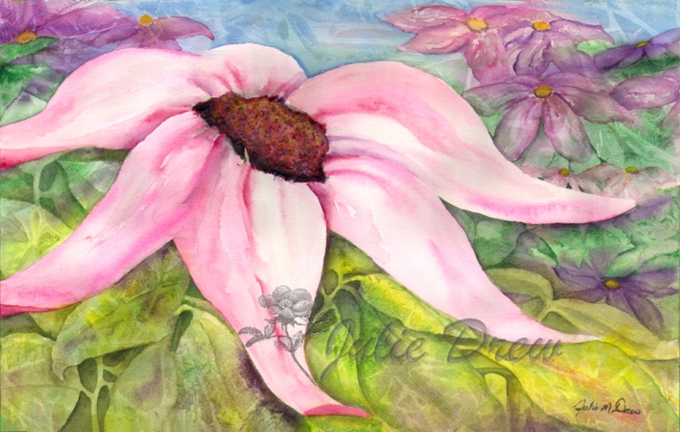 Thinking of Spring, Watercolor and handmade paper, 10 x 17.5 in, Available at the May 12 show